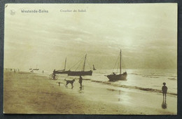 Westende-Bains Coucher De Soleil, Bateaux à Voiles, Vélo, Chien, Bateaux De Pêche - Westende