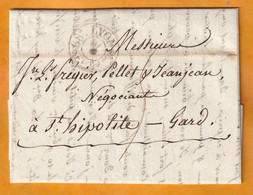 1829 - Cachet D'essai LYON Sur Lettre Pliée Avec Correspondance Et Comptes Vers Saint Hipolitte, Gard - Textile - 1801-1848: Precursors XIX