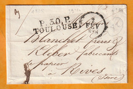 1828 - Marque Postale P 30 P TOULOUSE Sur Lettre Pliée Avec Correspondance Vers RIVES, ISERE - Dateurs - 1801-1848: Vorläufer XIX