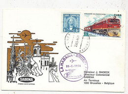 AVION AVIATION SABENA FDC PREMIER VOL LA HABANA-BRUXELLES 1976 - Vliegvergunningen