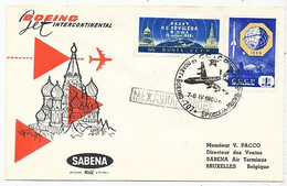 AVION AVIATION AIRWAYS SABENA FDC PREMIER VOL BOEING MOSCOU-BRUXELLES 1960 - Flight Certificates
