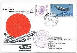 AVION AVIATION AIRWAYS SABENA FDC  1er LIAISON AERIENNE DC-10 BUXELLES-TOKYO 1974 - Vliegvergunningen