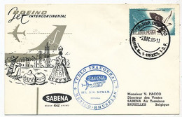 AVION AVIATION AIRWAYS SABENA FDC  1er LIAISON AERIENNE BOEING MEXICO-BUXELLES 1960 - Flight Certificates