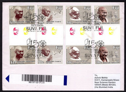 Fiji 2018 150th Anniversary Of Mahatma Gandhi Gutter Pairs Registered Used Cover To India (**)  RARE Cover - Costa Rica