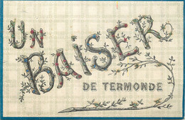 Belgique - Dendermonde - Termonde - Fantaisie Perlée Bord Bleu - Un Baiser De Termonde - Dendermonde