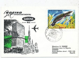 AVION AVIATION AIRWAYS SABENA FDC  1ere LIAISON AERIENNE BOEING BRUXELLES-LAGOS 1965 - Certificats De Vol