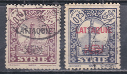 Lattaquié N° 20 + 22  O Timbres De Syrie Surchargés, Les 2 Valeurs Oblitérées Sinon TB - Used Stamps