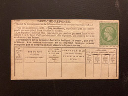 CARTE DEPECHE REPONSE NEUVE AVEC TP EMPIRE DENT 5C NEUF - Guerre De 1870