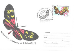 Romania:Butterfly, Heliconius Melpomene, Special Cancellation, 1998 - Brieven En Documenten