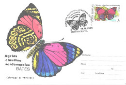 Romania:Butterfly, Agrias Claudina Sardanapalus, Special Cancellation, 1998 - Brieven En Documenten
