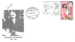 Romania:Pierre De Coubertin Special Cancellation, 2002 - Covers & Documents