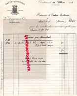 33- BORDEAUX- FACTURE G. DAGENS  VINS -6 RUE FOY- DOCTEUR COUTURIER GARE MERINCHAL CREUSE -1914 - Food