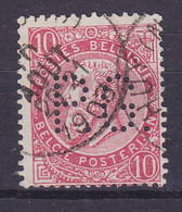 Belgium Perfin Perforé Lochung 'P.G.' 1893 Mi. 53, 10c. Leopold II. HUY 1903 Cancel (2 Scans) - 1909-34