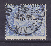 Belgium Perfin Perforé Lochung 'LE.' 1893 Mi. 55, 25c. Leopold II. Stamp GHISLAIN Cancel (2 Scans) - 1909-34