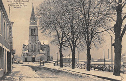 Sablé Sur Sarthe          72            L'Eglise Vue Du Quai National Jour De Neige        (voir Scan) - Sable Sur Sarthe