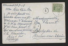 BELGIQUE - COB 137 SIMPLE CERCLE MORESNET SUR CARTE POSTALE, 1919 - Briefe U. Dokumente