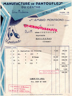18- ST SAINT AMAND MONTROND- RARE FACTURE  MANUFACTURE PANTOUFLES -L' EPATANTE -A  MME COUTURIER MERINCHAL- 1937 - Kleidung & Textil