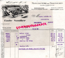 03-MONTLUCON- FACTURE EMILE SOULIER FILS- USINE MANUFACTURE CHAUSSURES-18 RUE LOMBARDIE 1939- A MME COUTURIER MERINCHAL - Textile & Clothing