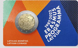 LETTLAND, LATVIA , LETTONIA  - 2 EUROS Gedenkmünzen 2022 " Erasmus " COIN CARD BU - Letonia