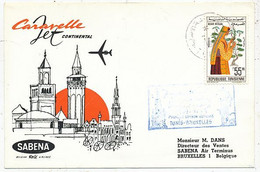 AVION AVIATION AIRWAYS SABENA FDC  1ere LIAISON AERIENNE CARAVELLE  TUNIS-BRUXELLES 1965 - Zertifikate