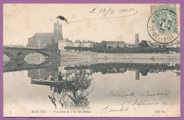 MANTES - Vue Prise De L'Ile Des Dames (animation) - Circulé 1905 - Pêcheurs à La Ligne - Mantes La Jolie