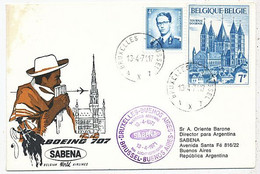 AVION AVIATION AIRWAYS SABENA FDC 1 Ere VOL LIAISON BRUXELLES-BUENOS-AIRES 1971 - Flight Certificates