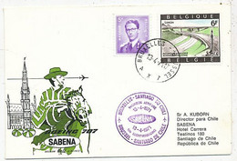 AVION AVIATION AIRWAYS SABENA FDC 1 Ere VOL LIAISON BRUXELLES-SANTIAGO DU CHILI 1971 - Certificados De Vuelo