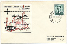 AVION AVIATION AIRWAYS SABENA FDC 1 Ere VOL LIAISON CARAVELLE BRUXELLES-ISTAMBOUL  1961 - Brevetti Di Volo