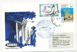 AVION AVIATION AIRWAYS SABENA FDC 1 Ere VOL   LIAISON  BRUXELLES-ATLANTA 1978 - Flight Certificates