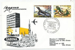 AVION AVIATION AIRWAYS SABENA FDC 1 Ere VOL LIAISON BOEING BRUXELLES-ABIDJAN 1965 - Vliegvergunningen