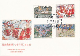 Taiwan FDC 1981 Kids Drawings Set Of 4 With Cachet - FDC
