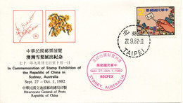 Taiwan Taipei Souvenir Cover In Commemoration Of Stamp Exhibition Of The Republic Of China In Melbourne Australia 1982 - FDC