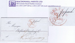 Ireland Antrim Uniform Penny Post 1846 Printed "ppaid" Banking Letter To Ballymoney With BELFAST MY 5 1846 Cds - Préphilatélie