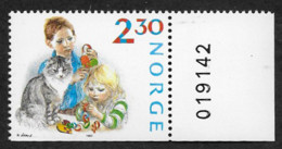 Le Chat - NORVEGE - Yvert 940** Avec Marge Bord De Feuille Issu De Carnet - Décoration De Noël - 1987 - Dentelé 3 Côtés - Nuevos