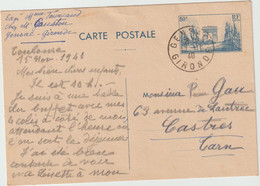 5460 - Entier Postal Arc De Triomphe 1940 WW2 GENSAC Gironde Pour Gau Castres - Fourcaud - Cartes Postales Repiquages (avant 1995)