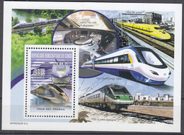 Kongo (Kinshasa)  1785 A, Einzelblock, Postfrisch **, Europäische Eisenbahnen, 2003, AGV-Schnellzug - Trenes