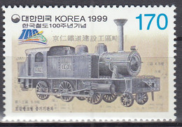 KOREA Süd  2026, Postfrisch **, 100 Jahre Eisenbahn In Korea, 1999 - Trenes