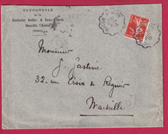 N°138 PERFORE  BADISCHE ANILIN NEUVILLE SUR SAONE RHONE POUR MARSEILLE CONVOYEUR LIGNE MACON LYON LETTRE COVER - Cartas & Documentos