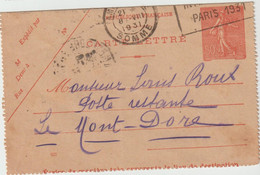 5464 - Carte Lettre Cachet Amiens Gare EXPOSITION COLONIALE PARIS 1931 Pour Bains Au Mont Dore Roux - Kaartbrieven