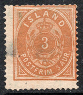 ISLANDIA – ICELAND Sello Nuevo Sin Goma Deteriorado CIFRA X 3 Aurar Año 1882 – Valorizado En Catálogo U$S 82.50 - Unused Stamps