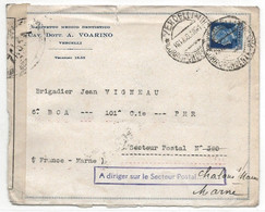 WW2 1939 Décembre ITALIE Vercelli > FRANCE Secteur Postal 390 A Diriger Censure Controle Militaire ZA 551 Marne Chalons - Lettres & Documents