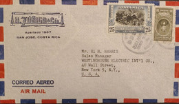 J) 1950 COSTA RICA, NATIONAL LIBERATION WAR, MULTIPLE STAMPS, AIRMAIL, CIRCULATED COVER, FROM COSTA RICA TO NEW YORK - Costa Rica