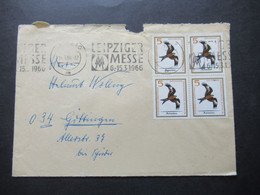 DDR 1965 Europäische Greifvögel Nr.1147 Rotmilan (4) Viererblock MeF Fernbrief Leipzig - Göttingen - Storia Postale