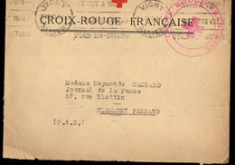 1940 VICHY - LsC Avec Entête "CROIX ROUGE - Rue De La Grande Grille - VICHY" + Cachet Rond "Croix Rouge" - Croix Rouge