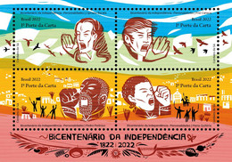 BRAZIL 2022 - 200 YEARS OF INDEPENDENCE SERIES -  PERSONALITIES  -   SOUVENIR SHEET 4 STAMPS - Ungebraucht