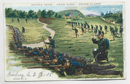 SUISSE HELVETIA CARTE ARMEE SUISSE BATAILLON FELPOST N°34 1905 - Postmarks