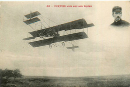 Aviation * Aviateur CURTISS , Vole Sur Son Biplan Avion * Aéroplane - Flieger