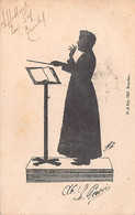 03829 "SILUETTE A STAMPA-ABATE LORENZO PELOSI 1872/1956-INVIATA A LIA MIGLIARDI 1875/1976 SOPRANO" NOTIZIE CART SPED - Scherenschnitt - Silhouette