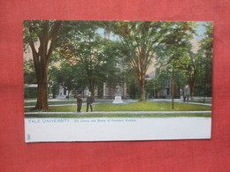 Tuck Series. Yale University.  Old Library & Statue. New Haven Connecticut       >ref 5734 - New Haven