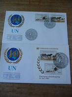 (6) UNITED NATIONS -ONU - NAZIONI UNITE - NATIONS UNIES *  2 FDC 1985  * 40th Anniversary M/s - Covers & Documents